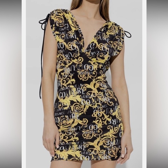 VERSACE Black and Gold Mini Dress - Picture 12 of 13